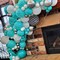 60pcs Teal Blue, Silver, and White Balloons - 12 Inch Turquoise and Silver Metallic Confetti Balloons Kit with Ribbons for Wedding, Bridal, Baby Shower, Birthday, Graduation, and Prom Party Decorations